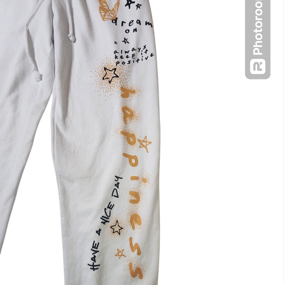 Disney Mickey Mouse Happiness Star Fleece Sweatpants sz M white - Picture 6 of 11